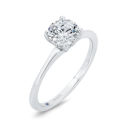 Diamond Engagement Ring with Plain Shank in 14K White Gold (Semi-Mount)