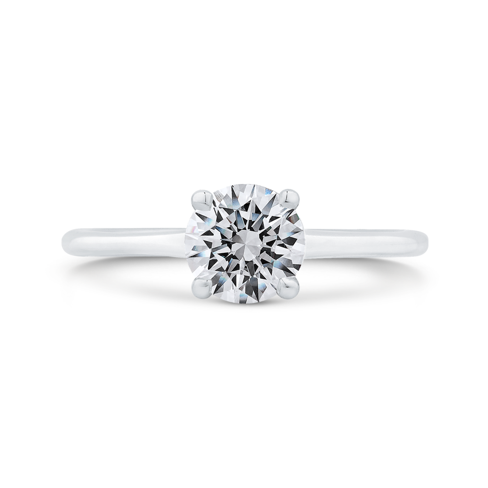 Diamond Engagement Ring with Plain Shank in 14K White Gold (Semi-Mount)