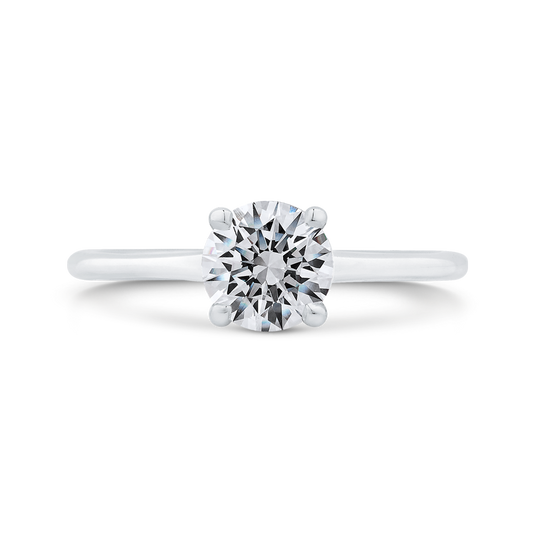 Diamond Engagement Ring with Plain Shank in 14K White Gold (Semi-Mount)