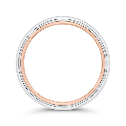 Plain Wedding Band in 14K Two Tone Gold