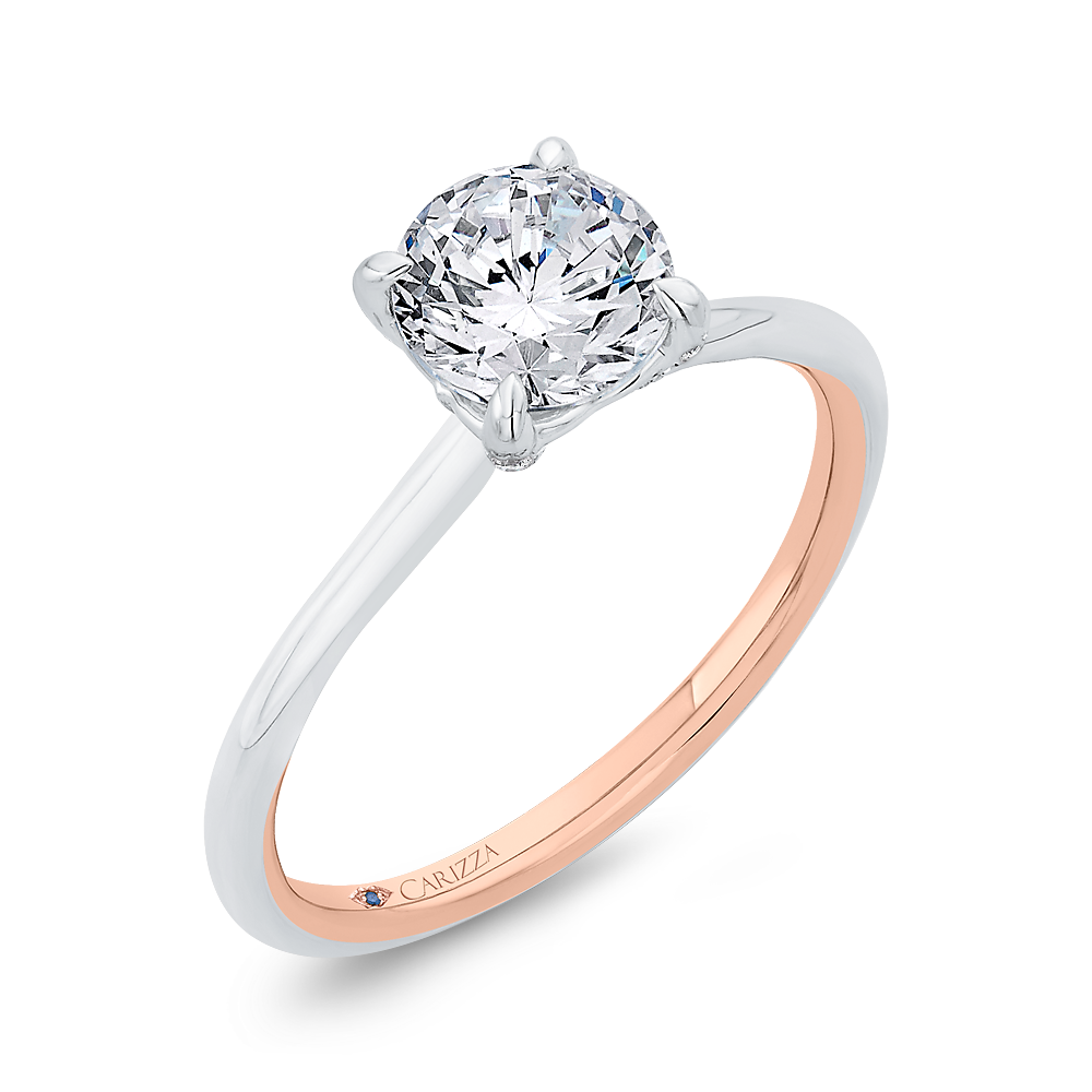 Diamond Solitaire Plus Engagement Ring  in 14K Two Tone Gold (Semi-Mount)