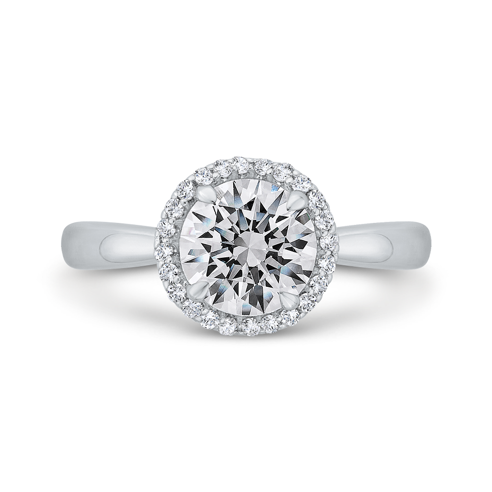 Diamond Halo Engagement Ring in 14K White Gold (Semi-Mount)