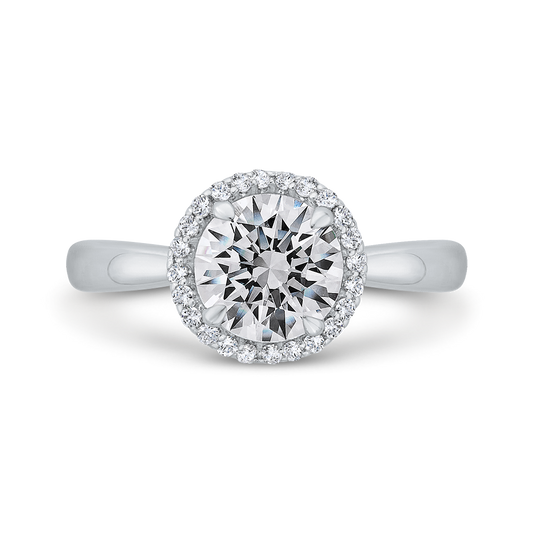 Diamond Halo Engagement Ring in 14K White Gold (Semi-Mount)