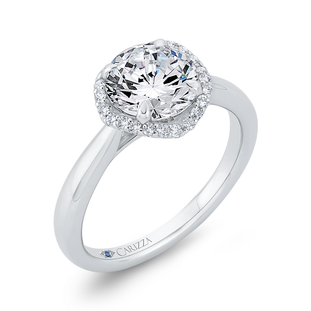 Diamond Halo Engagement Ring in 14K White Gold (Semi-Mount)