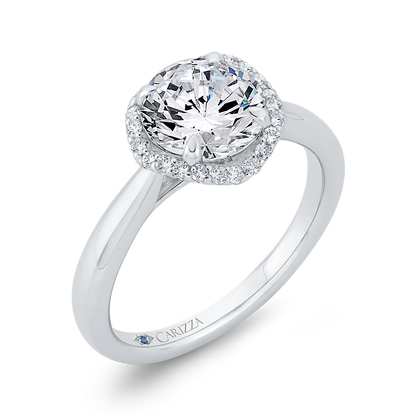 Diamond Halo Engagement Ring in 14K White Gold (Semi-Mount)