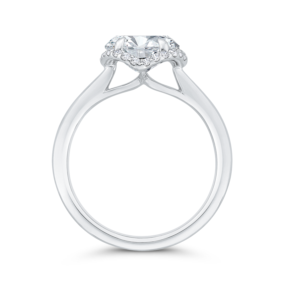 Diamond Halo Engagement Ring in 14K White Gold (Semi-Mount)