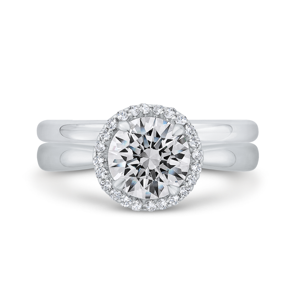 Diamond Halo Engagement Ring in 14K White Gold (Semi-Mount)