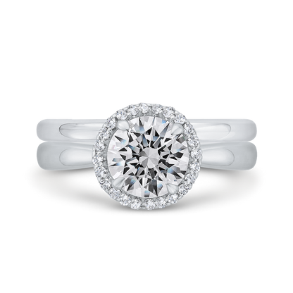 Diamond Halo Engagement Ring in 14K White Gold (Semi-Mount)