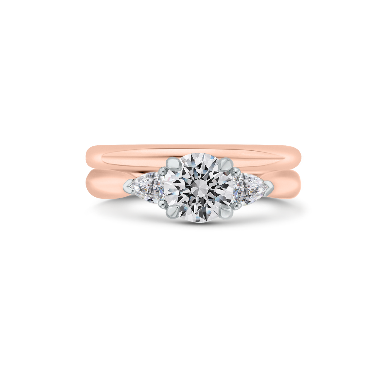 Diamond Three-Stone Engagement Ring in 14K Two Tone Gold (Semi-Mount)