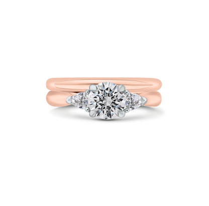 Diamond Three-Stone Engagement Ring in 14K Two Tone Gold (Semi-Mount)