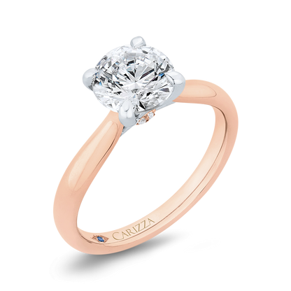 Round Diamond Solitaire Plus Engagement Ring in 14K Two Tone Gold (Semi-Mount)