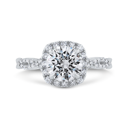 Split Shank Split Shank Round Diamond Halo Engagement Ring in 14K White Gold (Semi-Mount)