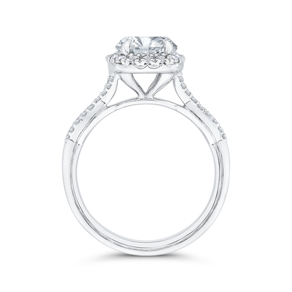 Split Shank Split Shank Round Diamond Halo Engagement Ring in 14K White Gold (Semi-Mount)