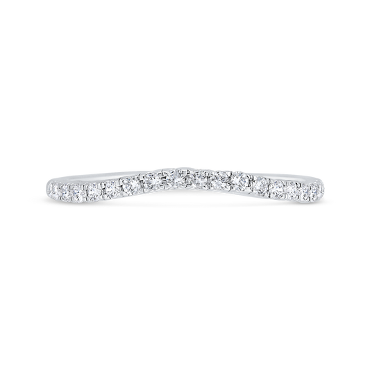 Half Run Round Diamond Wedding Band in 14K White Gold