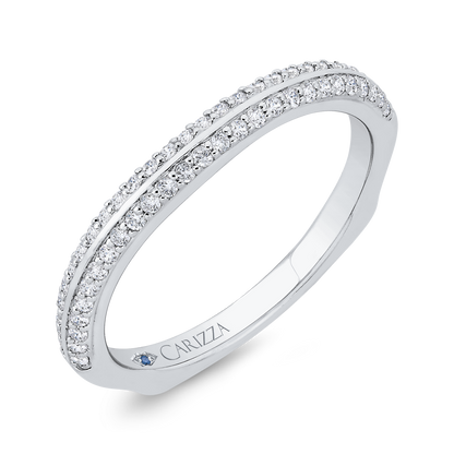 Euro Shank Double Row Diamond Wedding Band in 14K White Gold