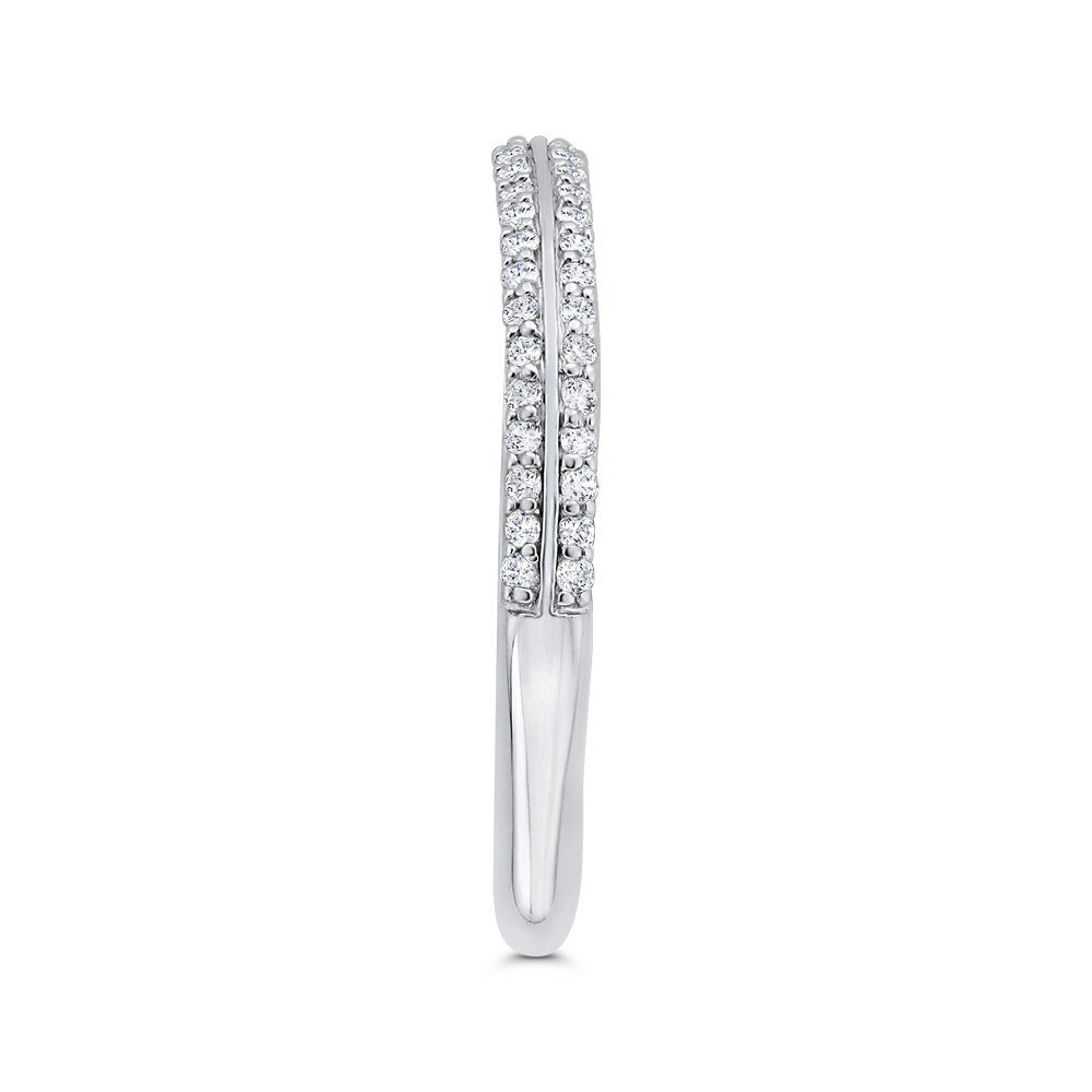Euro Shank Double Row Diamond Wedding Band in 14K White Gold