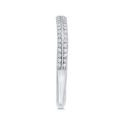 Euro Shank Double Row Diamond Wedding Band in 14K White Gold