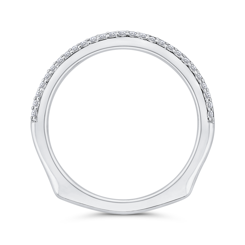 Euro Shank Double Row Diamond Wedding Band in 14K White Gold