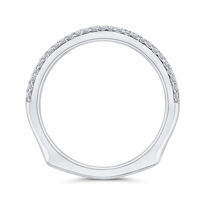 Euro Shank Double Row Diamond Wedding Band in 14K White Gold