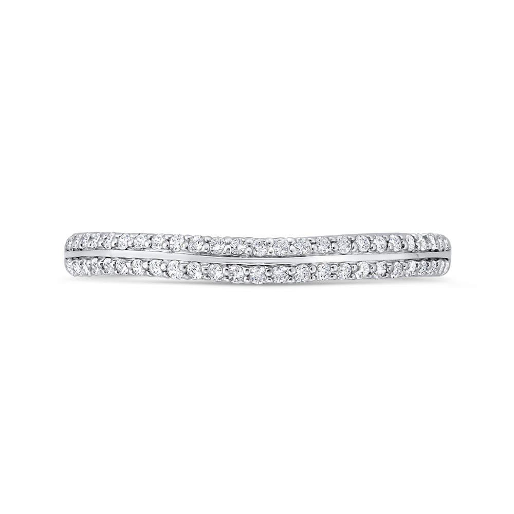 Euro Shank Double Row Diamond Wedding Band in 14K White Gold