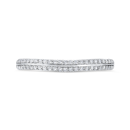 Euro Shank Double Row Diamond Wedding Band in 14K White Gold