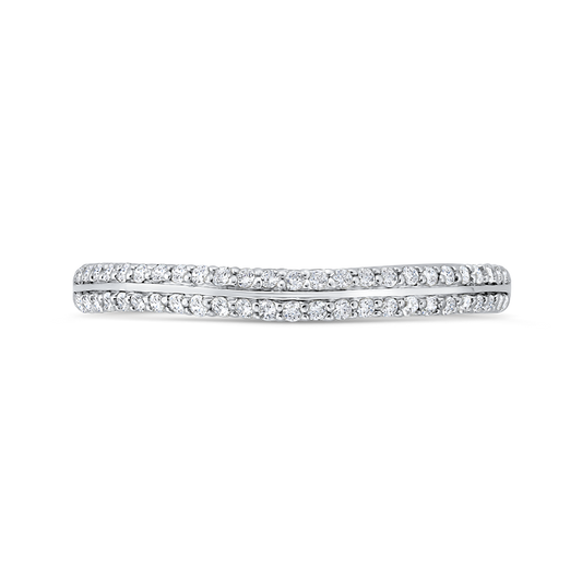 Euro Shank Double Row Diamond Wedding Band in 14K White Gold