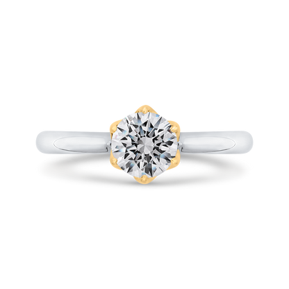 Round Diamond Solitaire Plus Engagement Ring in 14K Two Tone Gold (Semi-Mount)