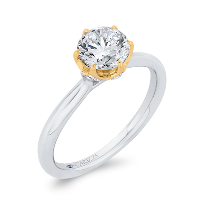 Round Diamond Solitaire Plus Engagement Ring in 14K Two Tone Gold (Semi-Mount)