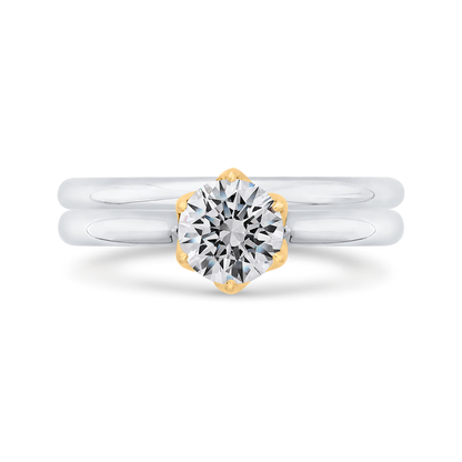 Round Diamond Solitaire Plus Engagement Ring in 14K Two Tone Gold (Semi-Mount)