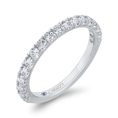 3/4 Run Round Diamond Wedding Band in 14K White Gold