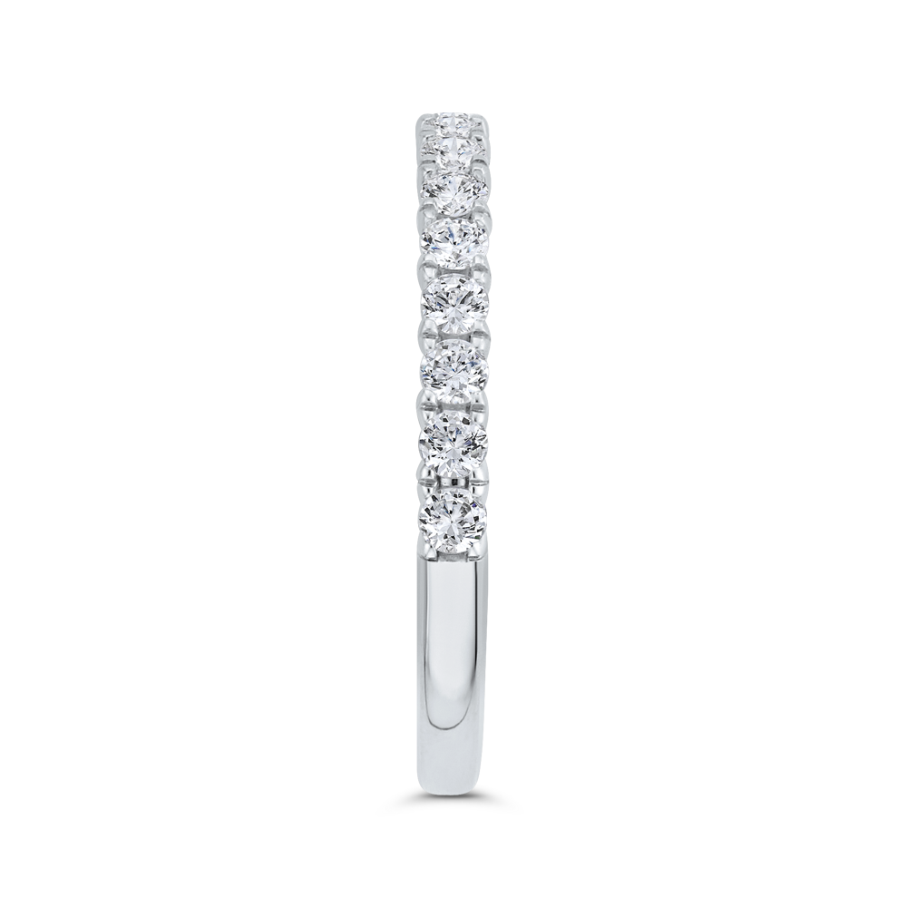3/4 Run Round Diamond Wedding Band in 14K White Gold