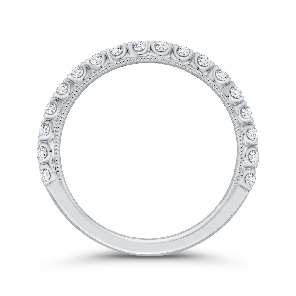 3/4 Run Round Diamond Wedding Band in 14K White Gold