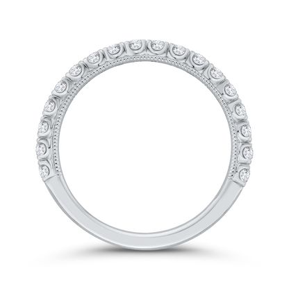 3/4 Run Round Diamond Wedding Band in 14K White Gold