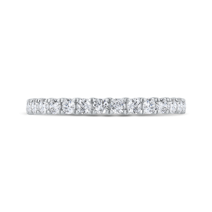 3/4 Run Round Diamond Wedding Band in 14K White Gold