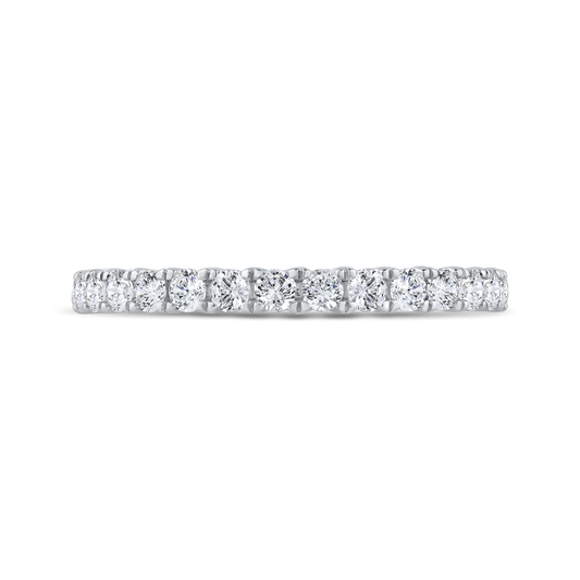 3/4 Run Round Diamond Wedding Band in 14K White Gold