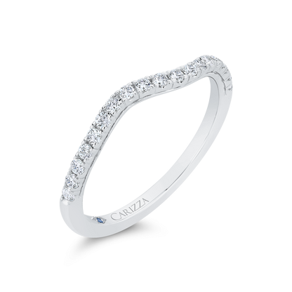 Half Run Round Diamond Wedding Band in 14K White Gold
