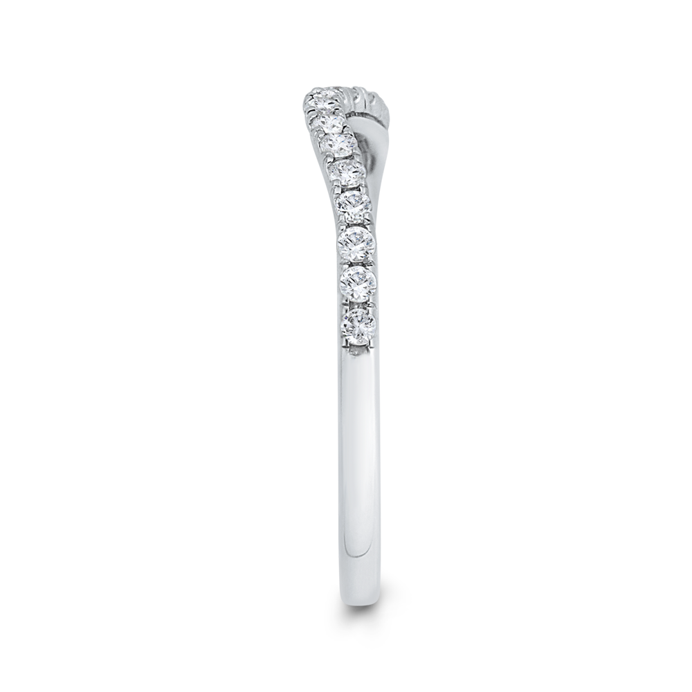Half Run Round Diamond Wedding Band in 14K White Gold