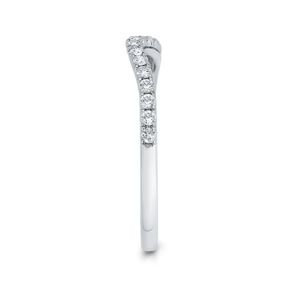 Half Run Round Diamond Wedding Band in 14K White Gold
