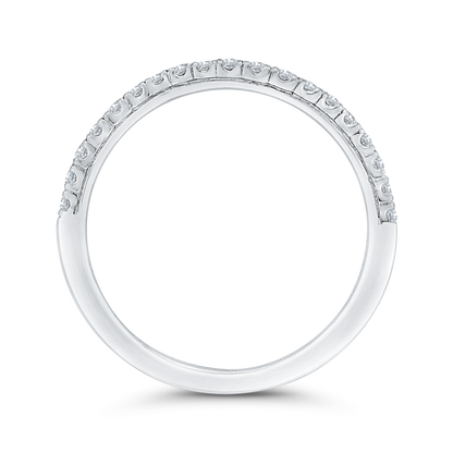 Half Run Round Diamond Wedding Band in 14K White Gold