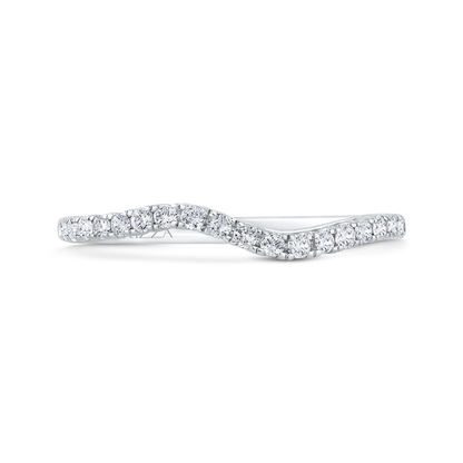 Half Run Round Diamond Wedding Band in 14K White Gold