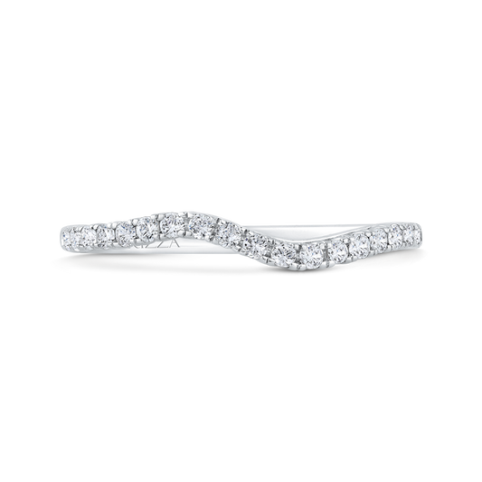 Half Run Round Diamond Wedding Band in 14K White Gold