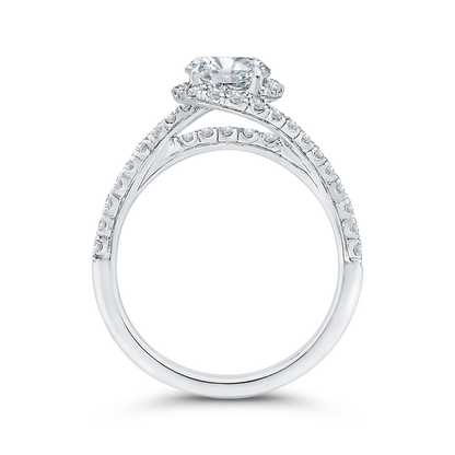 Round Diamond Halo Engagement Ring in 14K White Gold (Semi-Mount)