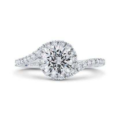 Round Diamond Halo Engagement Ring in 14K White Gold (Semi-Mount)