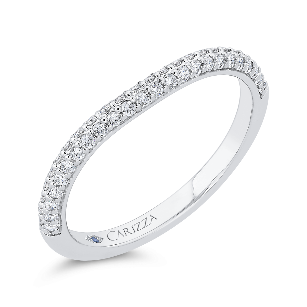 Double Row Round Diamond Wedding Band in 14K White Gold