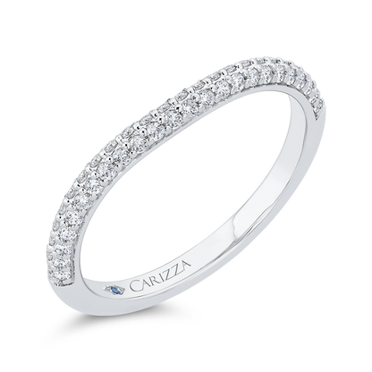 Double Row Round Diamond Wedding Band in 14K White Gold