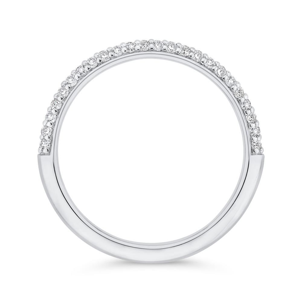 Double Row Round Diamond Wedding Band in 14K White Gold