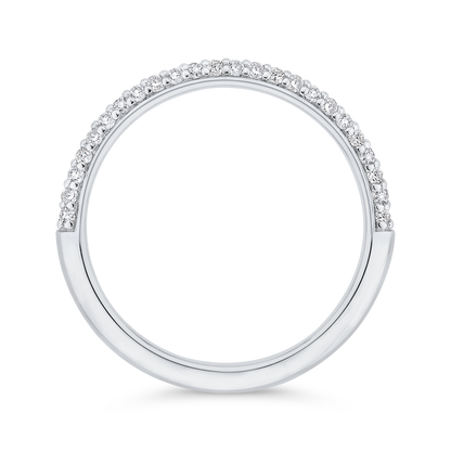 Double Row Round Diamond Wedding Band in 14K White Gold