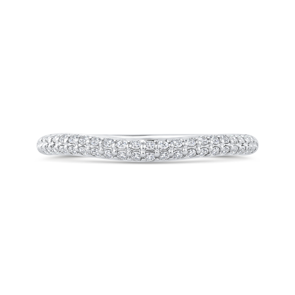 Double Row Round Diamond Wedding Band in 14K White Gold