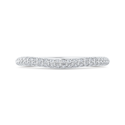 Double Row Round Diamond Wedding Band in 14K White Gold