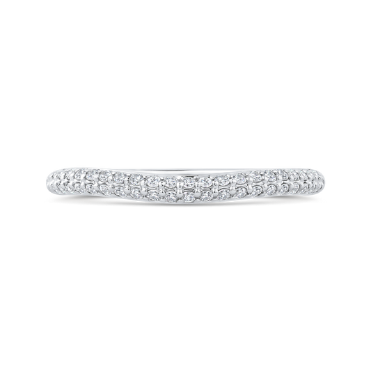 Double Row Round Diamond Wedding Band in 14K White Gold